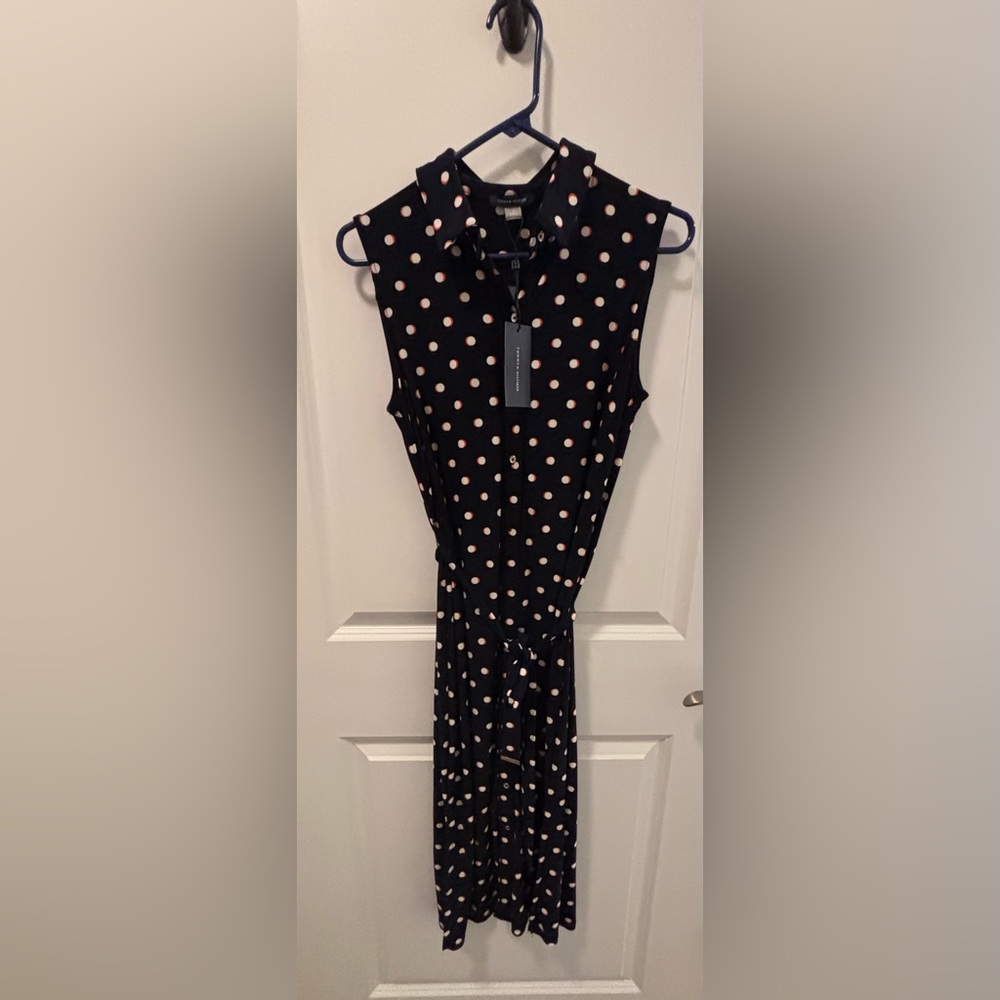 NWT Tommy Hilfiger Sleeveless Navy Polka Dot Dress
